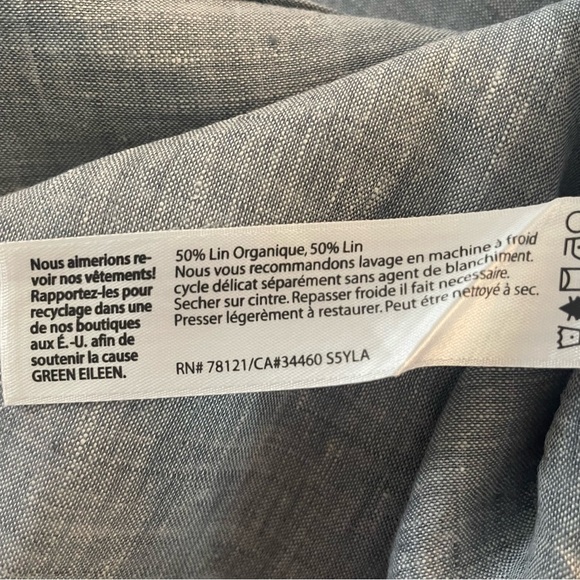Eileen Fisher 100% linen gray button down shirt organic 20647 - Picture 5 of 9